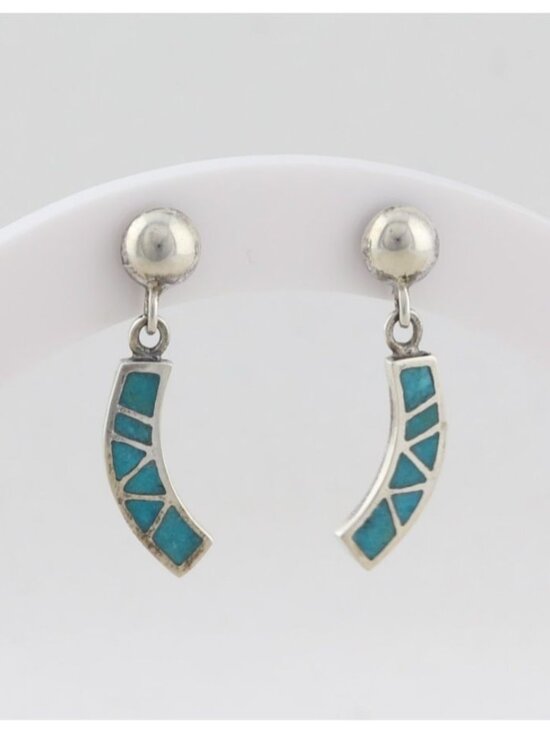 Unbranded Jewelry - Sterling Silver Natural Turquoise Earrings Dangle Drop 1" x 3/16" inch